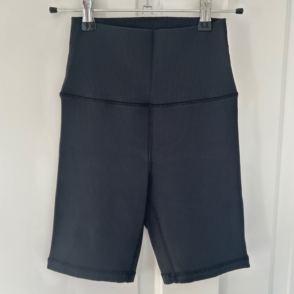 Aerie Offline Black Ribbed Biker Shorts 7”